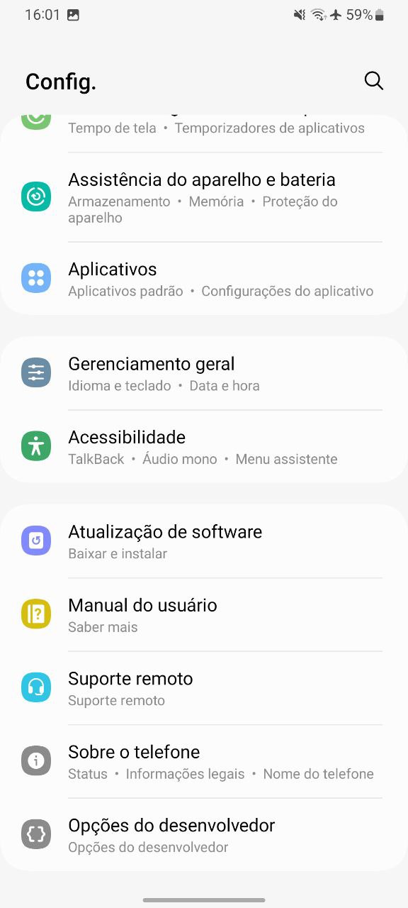 Opções de desenvolvedor